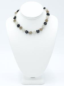 Black and Frosted Flower Necklace