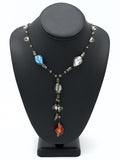 Blue Silver and Orange Twisted Necklace