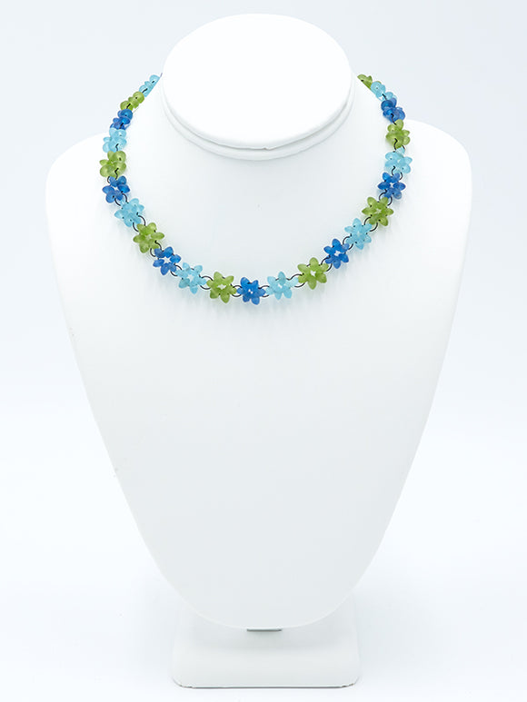Blue and Green Flower Necklace